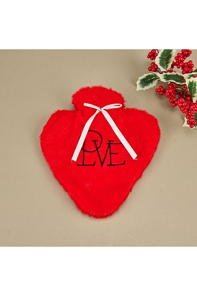MATMEL Heart Plush Hot Water Bag - Red - 600 ml