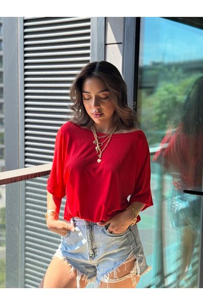 MRA Fashion Women's One Shoulder Short Sleeve Loose Viscose Blouse