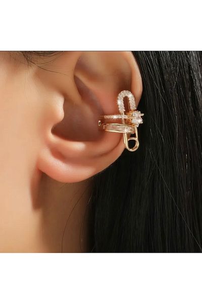 Accessories Vanilla Avenue Golden Yellow Shiny Cubic Zirconia Stylish Lock Design Daily Wear Women's Earrings