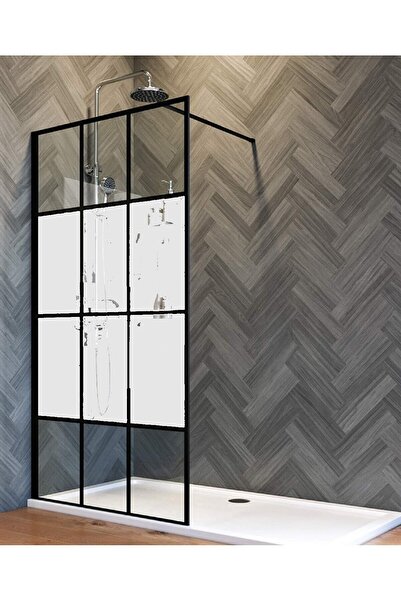 ERİKMANN Duşakabin Siyah Yan Panel Separatör Yarım Ay En 70 H182.5 kumlamalı ...