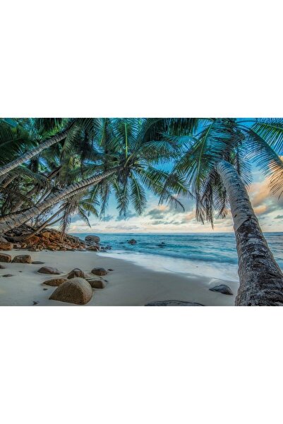 ve Tablou Canvas,Palmieri, Nisip, Ocean, 90 x 60 cm, Rama lemn, Multicolor