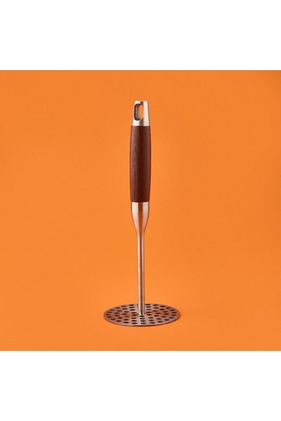 MATMEL Potato Masher with Wooden Handle - Gray / Brown