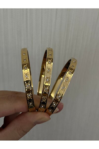 ZEHRİNG Taş İşlemeli Gold Kelepçe