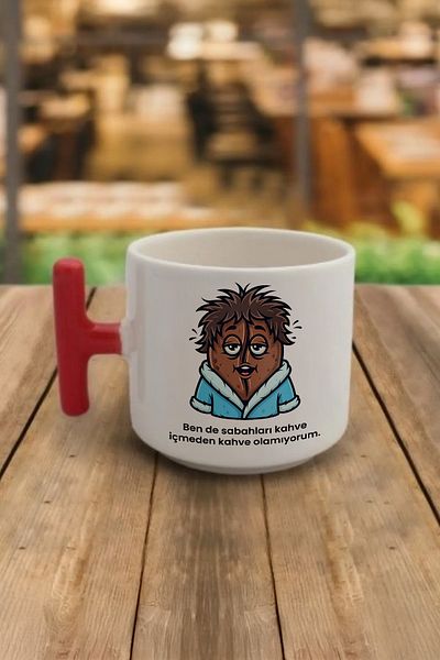 DozNest "I Can'T Be a Morning Without Coffee Without Coffee." Written Red Handled Mug - Dzb73