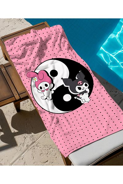 hediyechy Kuromi Ying Yang Themed Beach Towel