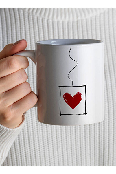 LOWHA 11 oz Ceramic Mug with Heart Design