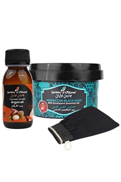 Garden Gardenia Olian Moroccan Bath Set with Eucalyptus Essential Oil - 3 Pieces