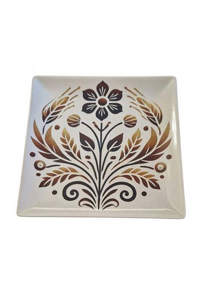 Natural Dessert plate with traditional motif 'Eagle of wheat'