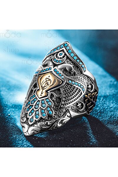 modasilvers 925 Ayar Gümüş İslam Usta Kemankeş Model Çift Başlı Kartal Zihgir...