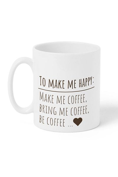 LOWHA 11 oz Ceramic Mug with To Make Me Happy Design