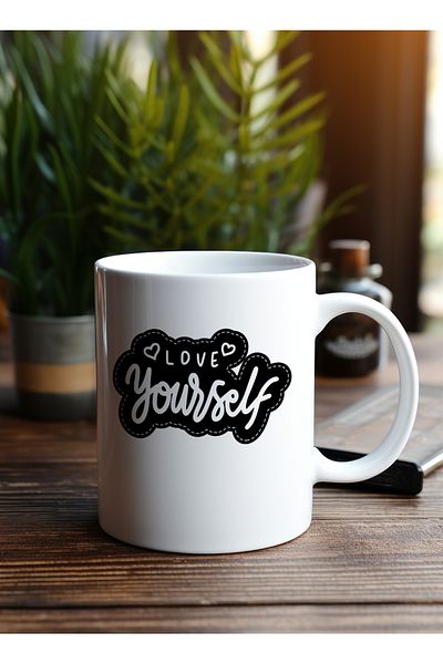 LOWHA 11 oz Ceramic Mug with Love Yourself Design