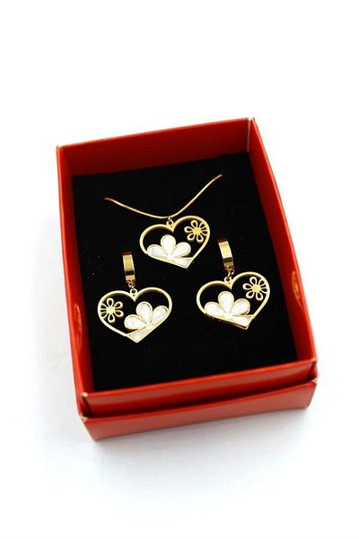 PRATİKOBA Daisy Heart Set Necklace - Gold