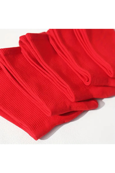 Esinti 5 Pairs Men's Women's Socks Plain Red Socket Socks Unisex Tennis Sports Socks