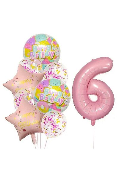 DÜVENCİ TİCARET Colorful Happy Birthday Printed Foil Age Balloon Set