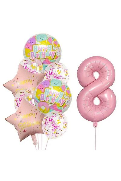 DÜVENCİ TİCARET Colorful Happy Birthday Printed Foil Age Balloon Set