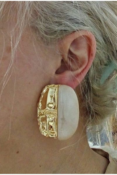mos&more Cream Gold Brand Big Women's Earrings