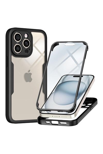 Techsuit IPhone 15 Pro Case + Foil - Techsuit ColorVerse 360 Series - Black