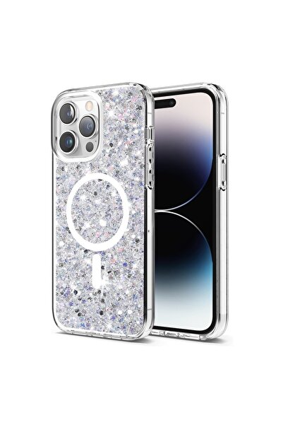 Techsuit Carcasă pentru iPhone 14 Pro - Techsuit Sparkly Glitter MagSafe - Albă