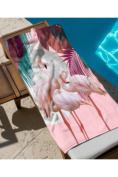 hediyechy Pink Flamingo Themed Beach Towel