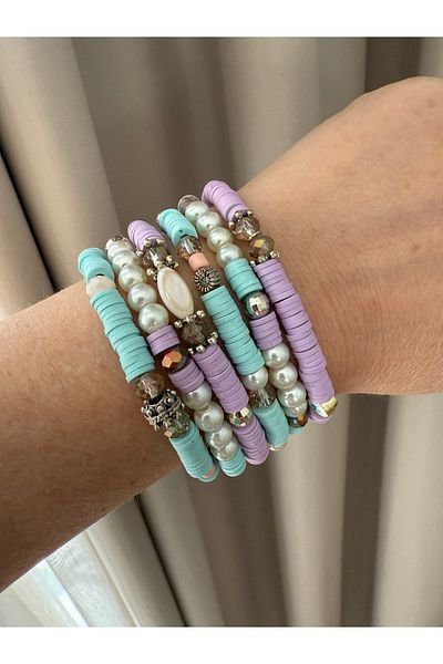 Naskosta Pastel Tones Women's Multiple Bohemian Stretchy Bracelet