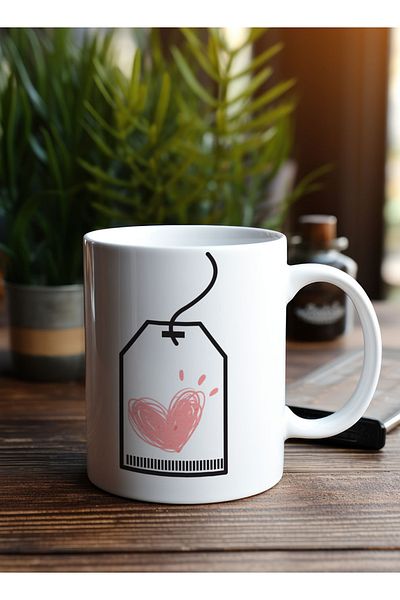LOWHA 11 oz Ceramic Mug with Heart Design