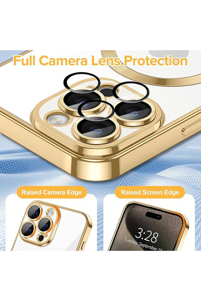 Techsuit Carcasă pentru iPhone 15 Pro - Techsuit Luxury Crystal MagSafe - Auriu