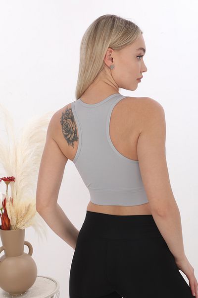 inkasole Front Zippered Sports Crop Bustier 5860 Gray