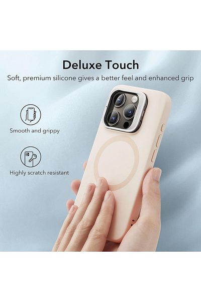ESR IPhone 15 Pro Case - ESR Cloud Soft HaloLock Kickstand - Light Tan