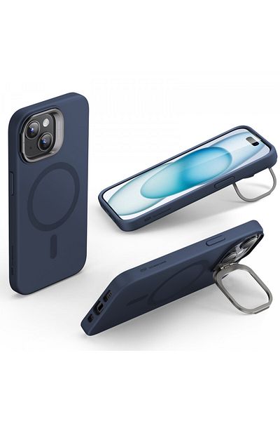 ESR Husă pentru iPhone 15 Plus - ESR Cloud Soft HaloLock cu suport - Albastru închis