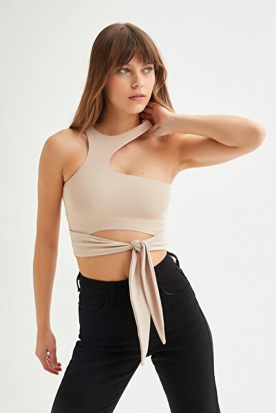 Stile Bella Kadın Tactel Bağlamalı Crop Bluz