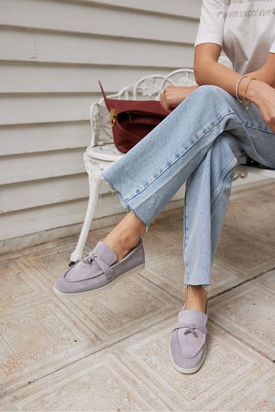 ANGELİNA JONES Casado Women's Gray Real Suet Loafer Shoes