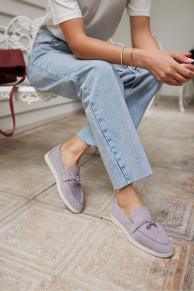 ANGELİNA JONES CASADO ЖІНОЧІ СІРІ РЕАЛЬНІ СУЕТНІ МОКАСИНИ