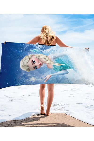 hediyechy Elsa Themed Beach Towel