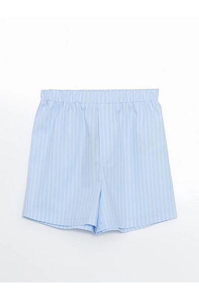 LC Waikiki Striped Poplin Women's Shorts with Elastic Waist