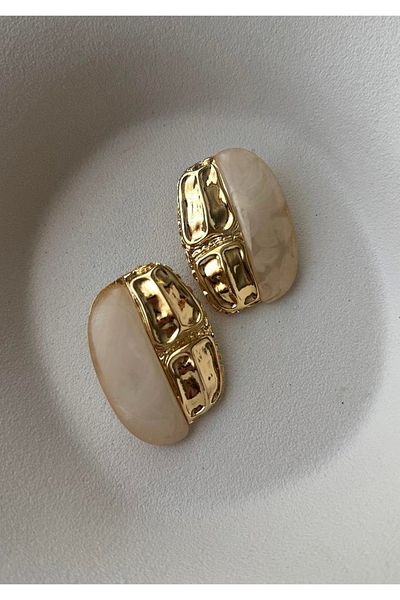 mos&more Cream Gold Brand Big Women's Earrings