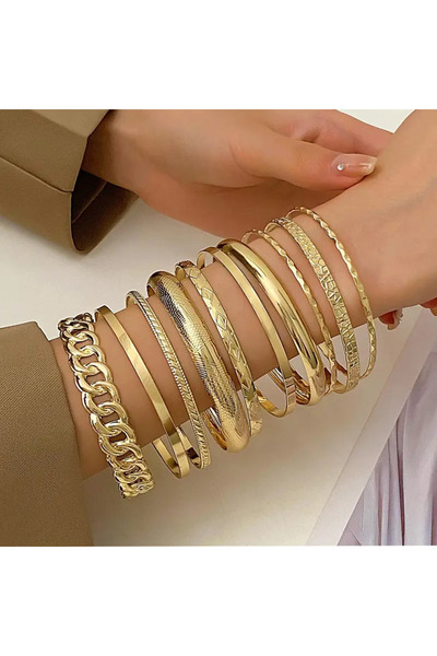 Girift Vintage Tozzy 10 Adet Bileklik Gold Bilezik