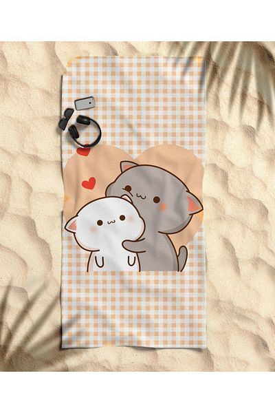 hediyechy Bubu Dudu Cream Themed Beach Towel