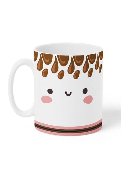 LOWHA 11 oz Ceramic Mug with Cute Face Design