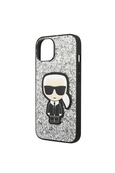 Karl Lagerfeld Carcasă pentru iPhone 14 - Karl Lagerfeld Hardcase Glitter (KLHCP14SGFKPG) - Silver Flakes Ikonik