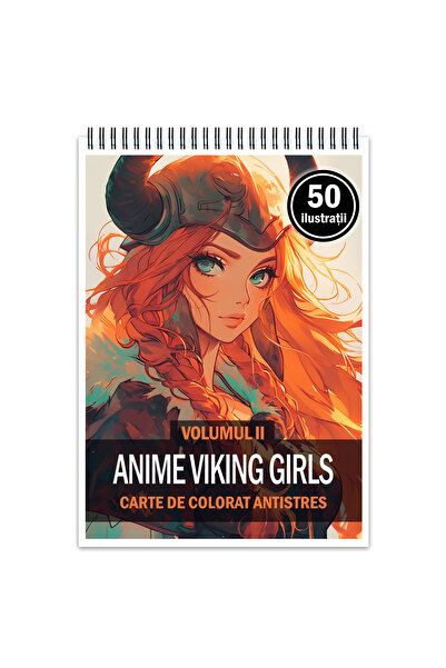 Legendary Gifts Carte de colorat antistres, 50 de ilustrații, Fete Vikinge An...