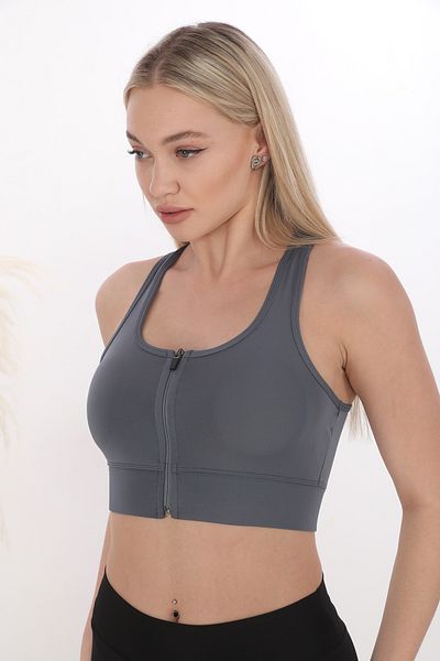 inkasole Front Zippered Athlete Crop Bustier 5860 Smoked
