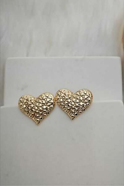 KYOLA DESİGN Kalp Tasarım Gold Kadın Küpe