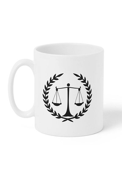 LOWHA 11 oz Ceramic Mug with Scales of Justice Design