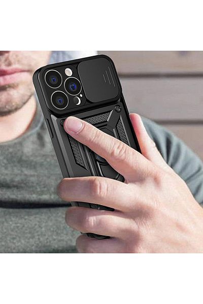 Techsuit Husă pentru iPhone 14 - Seria Techsuit CamShield - Neagră