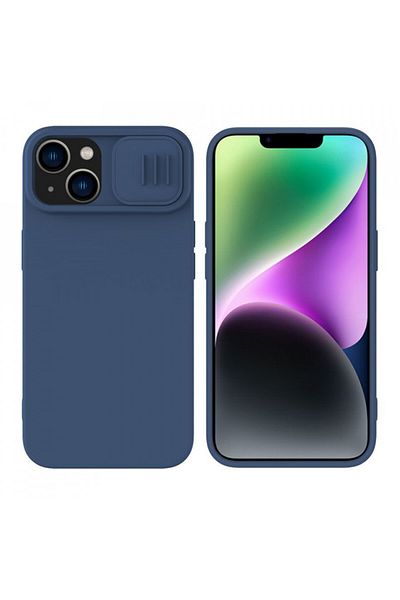 Nillkin Carcasă pentru iPhone 15 Plus - Nillkin CamShield Silky MagSafe Silicon - Albastru Miezul Nopții