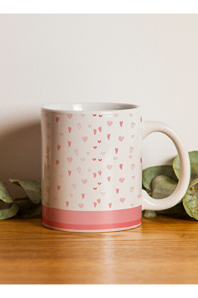 LOWHA 11 oz Ceramic Mug with Hearts Design