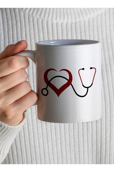 LOWHA 11 oz Ceramic Mug with Heart Design