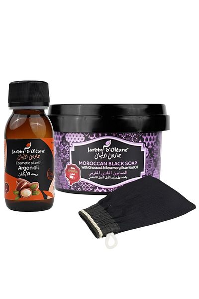 Garden Gardenia Olian Moroccan Bath Set with Ghassoul and Rosemary Essential Oil - 3 Pieces