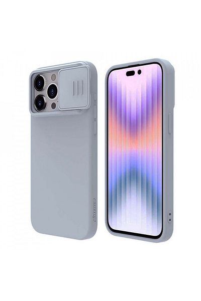Nillkin Carcasă pentru iPhone 15 Pro - Nillkin CamShield Silky MagSafe Silicon - Albastru Opacuu