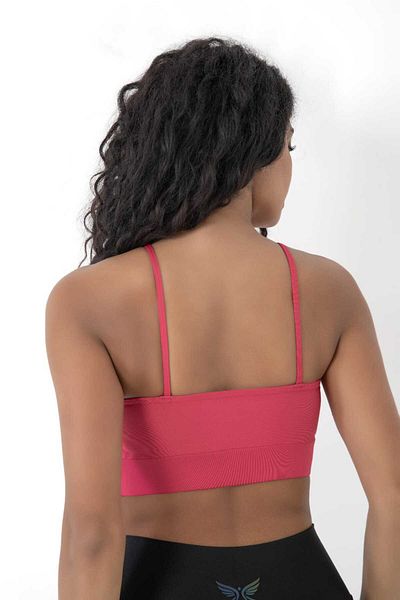 inkasole Cross Front Detailed Sports Crop Bustier 5800 Neon Coral